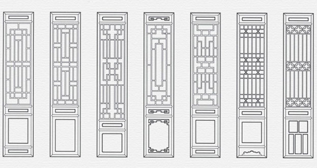 柯城常用中式仿古花窗图案隔断设计图