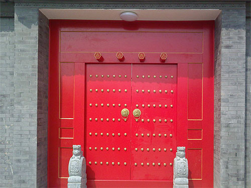 柯城中国传统四合院系列朱红色中式木制大门木作